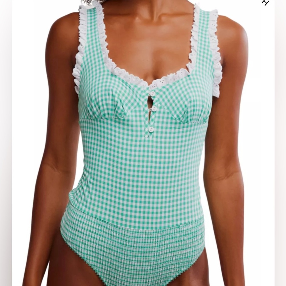 Free People Gingham Bodysuit
